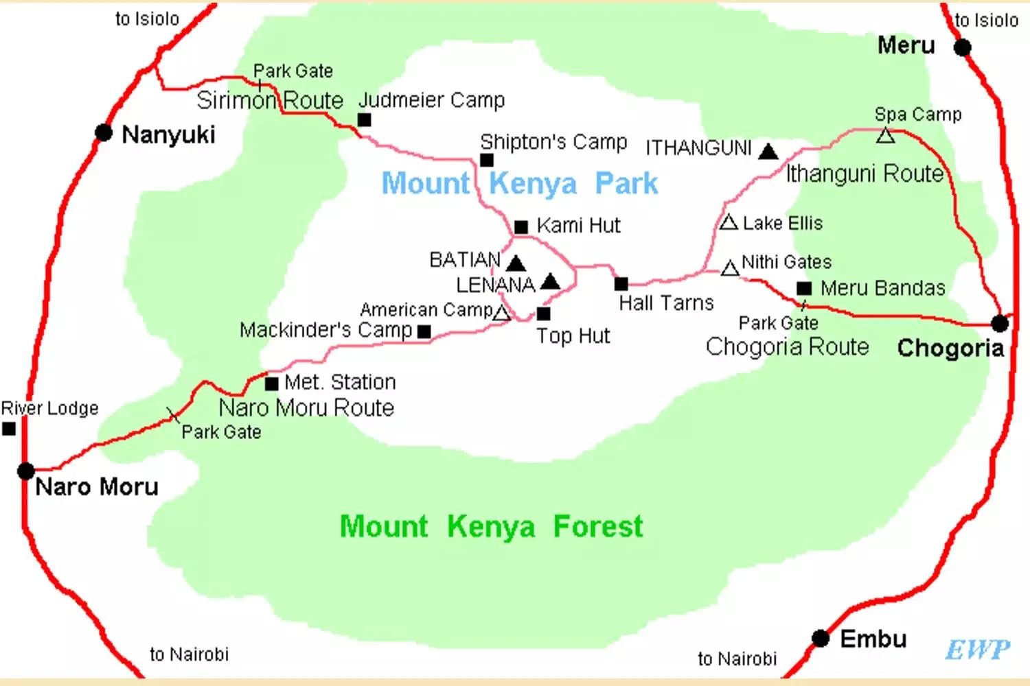 Mount Kenya hiking route through moorland